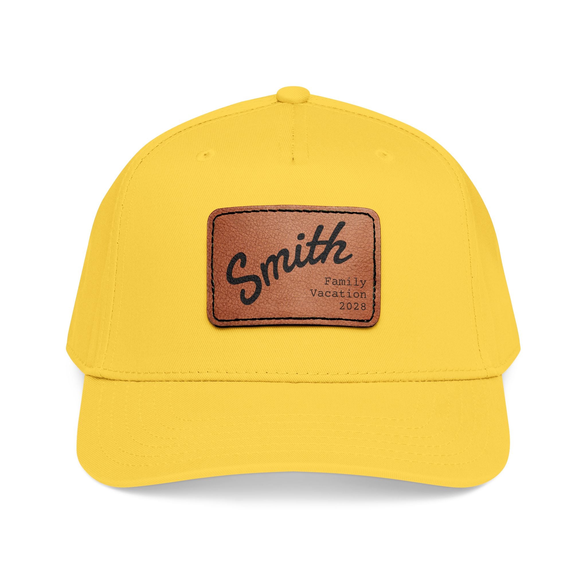 Personalized Curved Text Leather Patch Baseball Cap