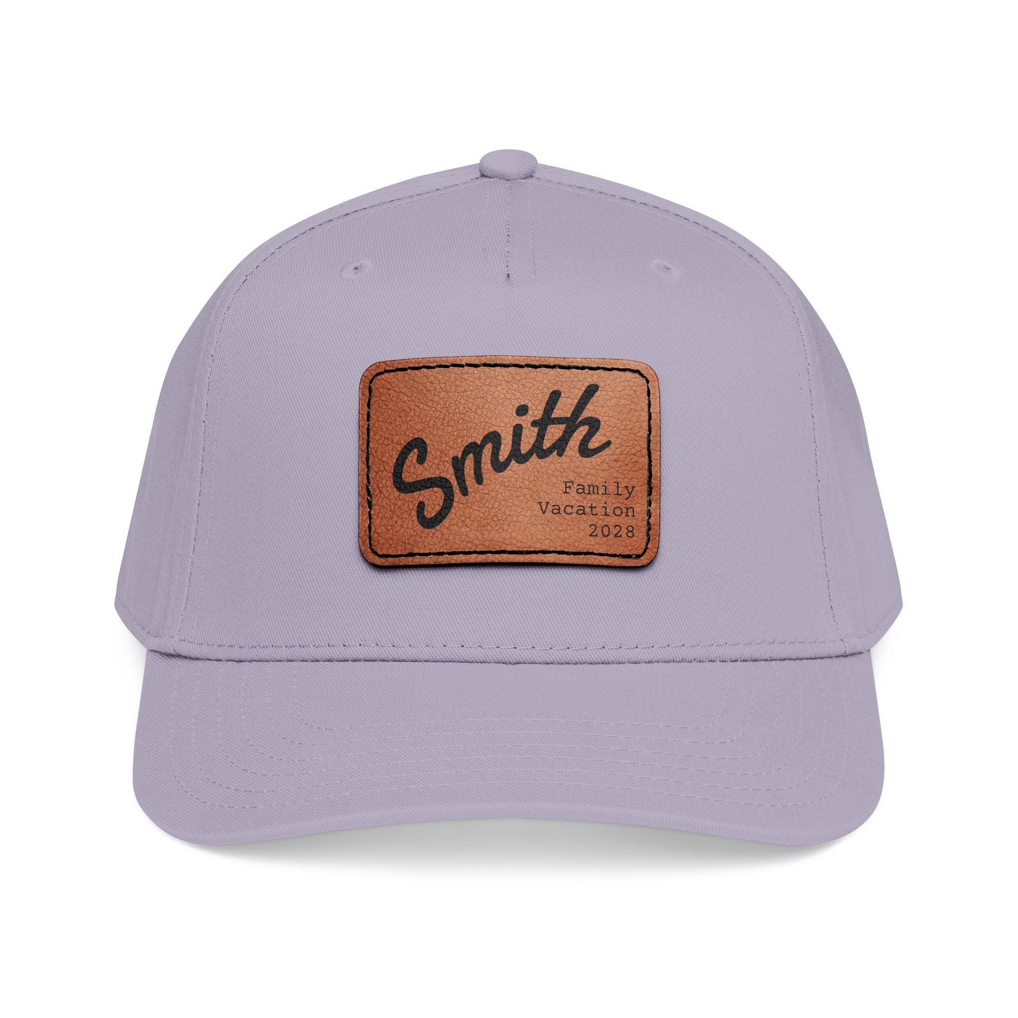 Personalized Curved Text Leather Patch Baseball Cap