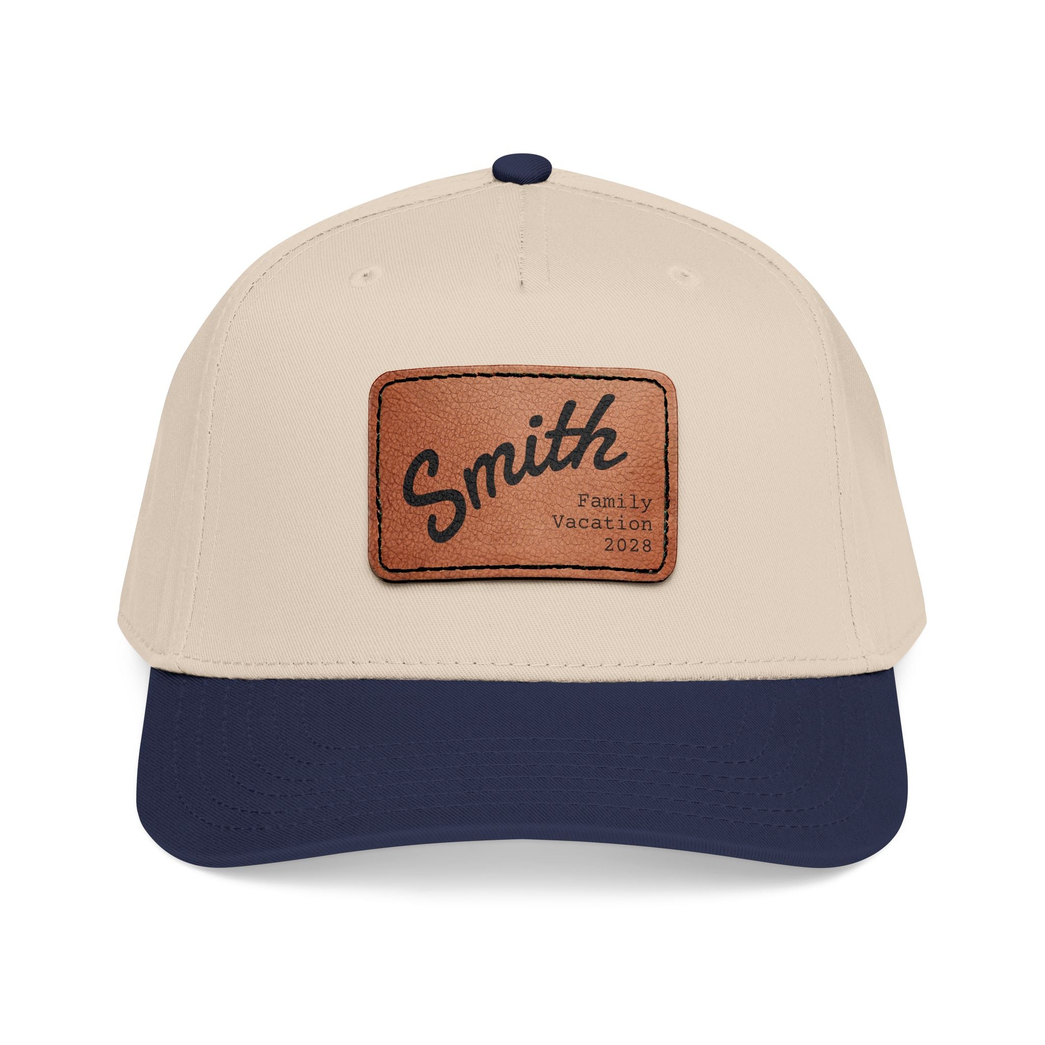 Personalized Curved Text Leather Patch Baseball Cap