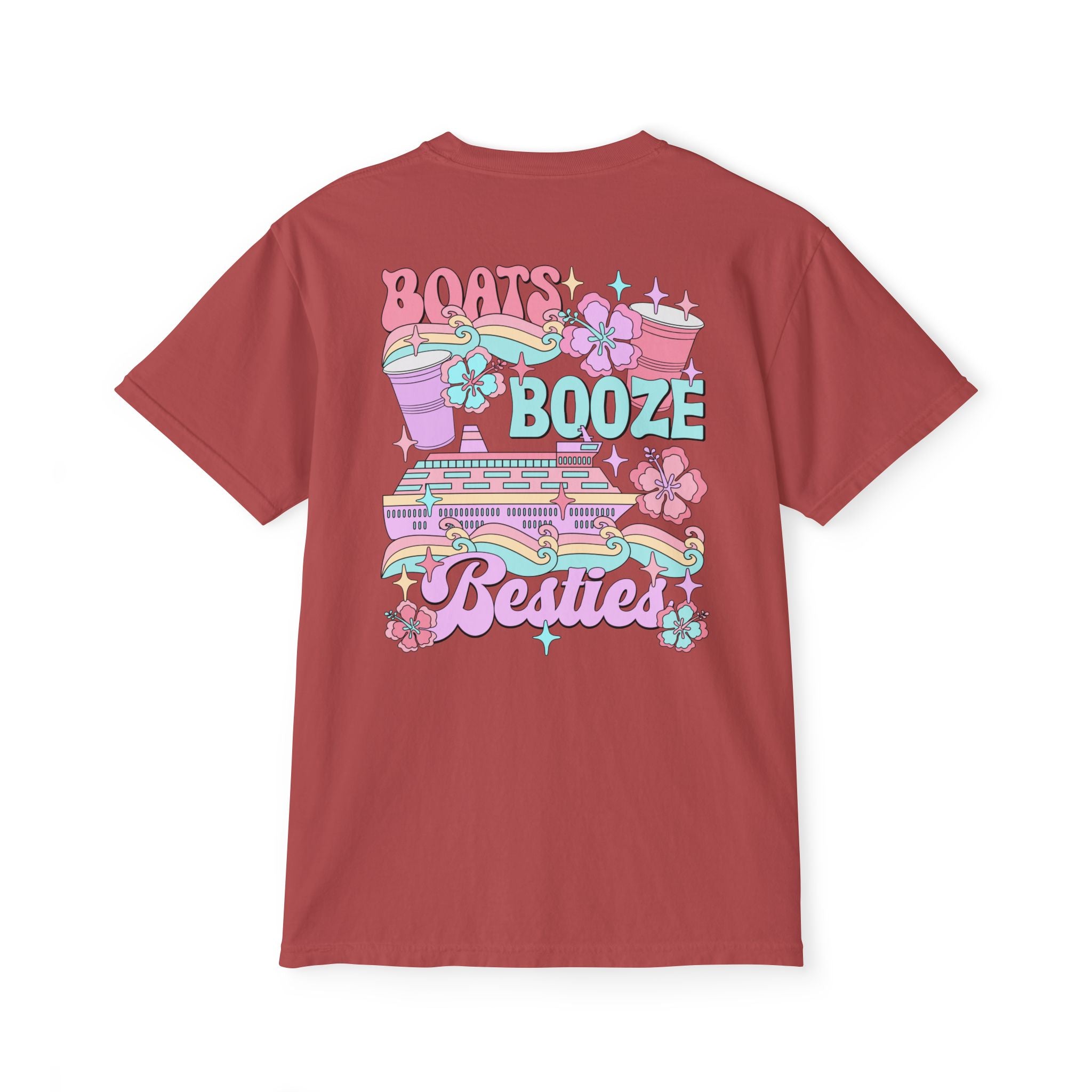 Boats, Booze, and Besties Pocket Tee