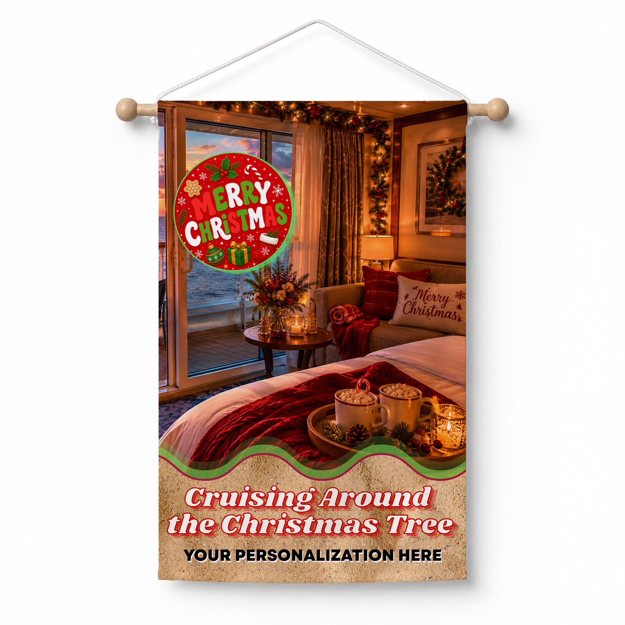 Personalized Christmas Cabin Door Banner